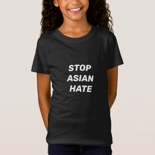 Stop Aziatische Hate, witte letters kinder T-shirt (Voorkant)