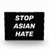 Stop Aziatische Hate, zwart wit acrylteken Fotoblokken (Voorkant)