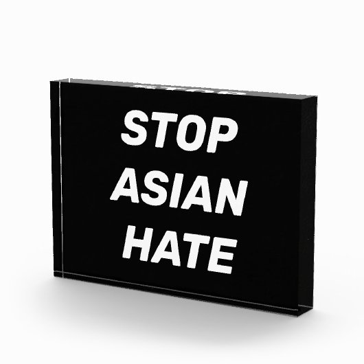 Stop Aziatische Hate, zwart wit acrylteken Fotoblokken (Rechts)
