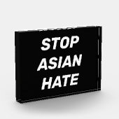 Stop Aziatische Hate, zwart wit acrylteken Fotoblokken (Links)