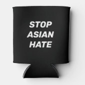 Stop Aziatische Hate, zwart wit Blikjeskoeler (Voorkant)