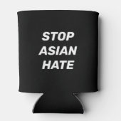 Stop Aziatische Hate, zwart wit Blikjeskoeler (Achterkant)