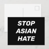 Stop Aziatische Hate, zwart wit Briefkaart (Voorkant / Achterkant)