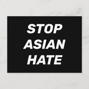 Stop Aziatische Hate, zwart wit Briefkaart
