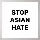 Stop Aziatische Hate, zwart wit Poster (Voorkant)