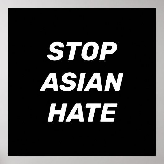 Stop Aziatische Hate, zwart wit Poster (Voorkant)
