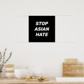 Stop Aziatische Hate, zwart wit Poster (Keuken)