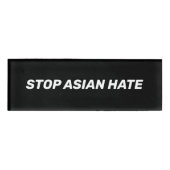 Stop Aziatische Hate, zwart wit Sign Naambadge (Voorkant)