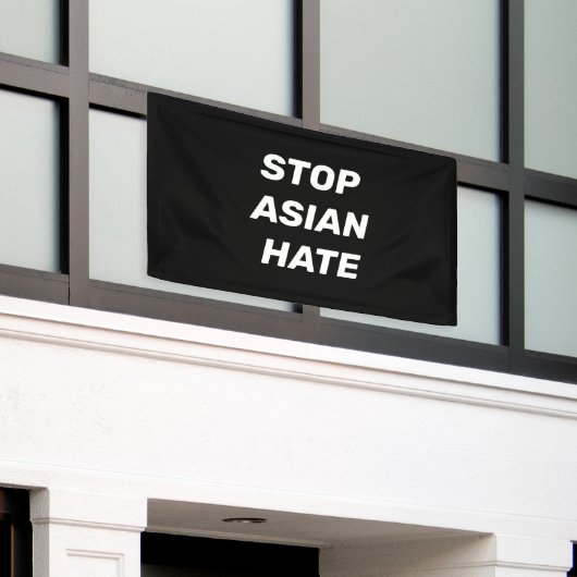 Stop Aziatische Hate, zwart wit Spandoek (Buitenkant Gebouw)