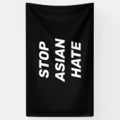 Stop Aziatische Hate, zwart wit Spandoek (Verticaal)