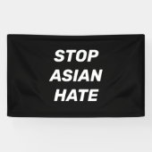 Stop Aziatische Hate, zwart wit Spandoek (Horizontaal)