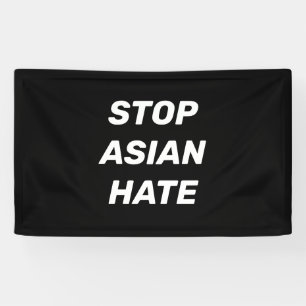 Stop Aziatische Hate, zwart wit Spandoek