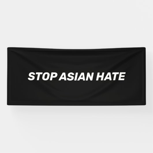 Stop Aziatische Hate, zwart wit Spandoek (Horizontaal)
