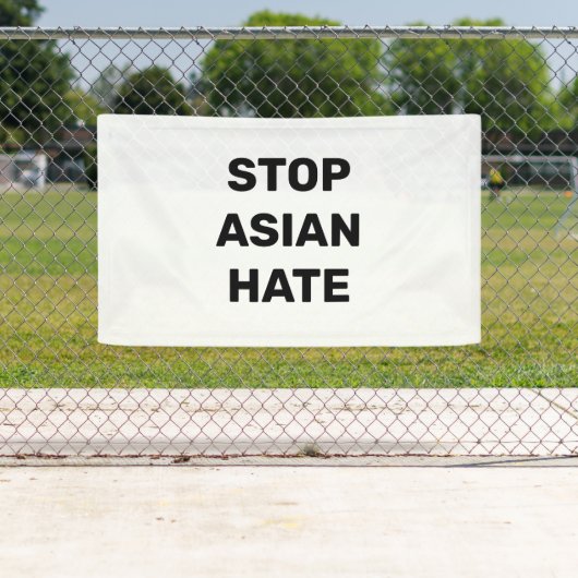Stop Aziatische Hate zwart-wit Spandoek (Insitu)