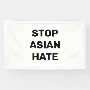 Stop Aziatische Hate zwart-wit Spandoek