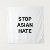 Stop Aziatische Hate, zwart wit teken Wandkleed (Voorkant)