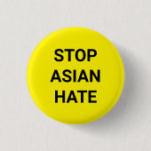 Stop Aziatische Hate, zwarte gele Pin Button (Voorkant)