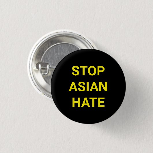 Stop Aziatische Hate, zwarte gele Pin Button (Voorkant /achterkant)