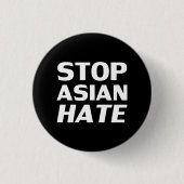 Stop Aziatische Hate, zwarte witte Button (Voorkant)