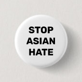 Stop Aziatische Hate, zwarte witte Button (Voorkant)