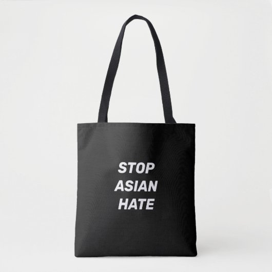 Stop Aziatische Hate, zwarte witte Canvas tas (Voorkant)