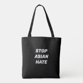 Stop Aziatische Hate, zwarte witte Canvas tas (Achterkant)