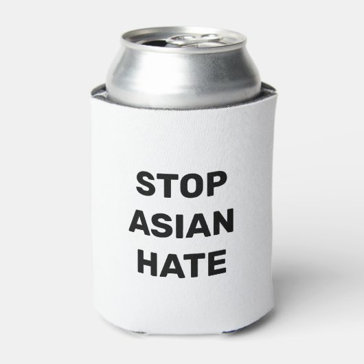 Stop Aziatische Hate, zwarte witte Koelbox Blikjeskoeler (Blikje Voorkant)