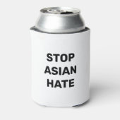 Stop Aziatische Hate, zwarte witte Koelbox Blikjeskoeler (Blikje Achterkant)