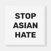 Stop Aziatische Hate, zwarte witte Magnet (Voorkant)