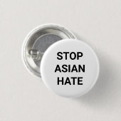 Stop Aziatische Hate, zwarte witte Pin Button (Voorkant /achterkant)