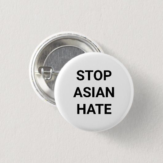 Stop Aziatische Hate, zwarte witte Pin Button (Voorkant /achterkant)