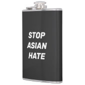 Stop Aziatische Hate, zwarte witte vinylomhulling Heupfles (Links)