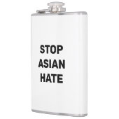 Stop Aziatische Hate, zwarte witte vinylomhulling Heupfles (Links)