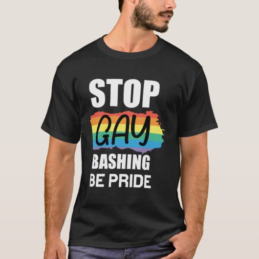 Stop Bashing Be Pride Lesbisch Biseksueel Trans Ga T-shirt (Voorkant)
