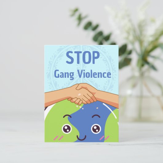 Stop Bende Geweld Handdruk voor Vrede Briefkaart (Staand voorkant)