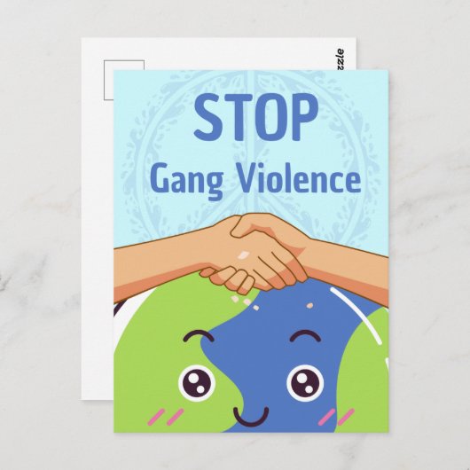 Stop Bende Geweld Handdruk voor Vrede Briefkaart (Voorkant / Achterkant)