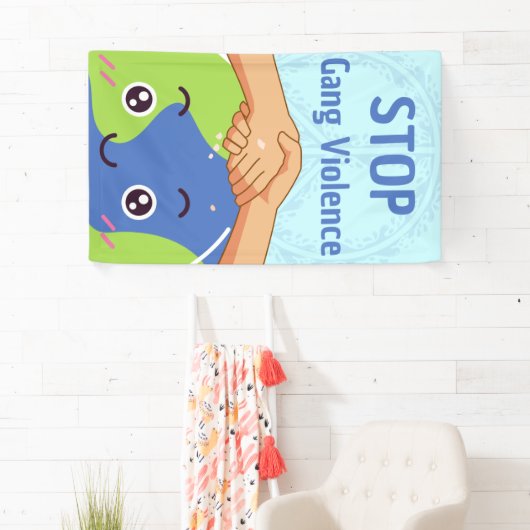 Stop Bende Geweld Handdruk voor Vrede Spandoek (Insitu)