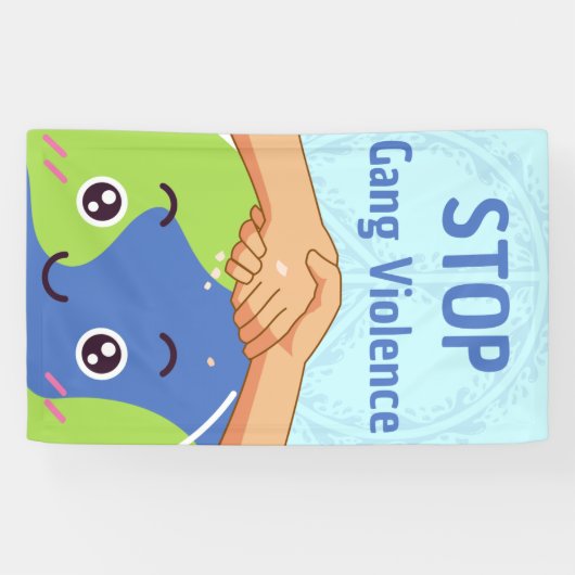 Stop Bende Geweld Handdruk voor Vrede Spandoek (Horizontaal)