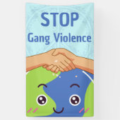 Stop Bende Geweld Handdruk voor Vrede Spandoek (Verticaal)