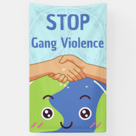 Stop Bende Geweld Handdruk voor Vrede Spandoek