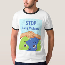 Stop Bende Geweld Handdruk voor Vrede T-shirt