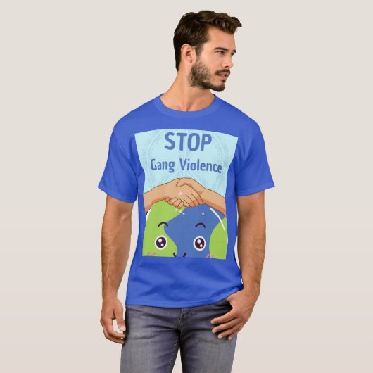 Stop Bende Geweld Handdruk voor Vrede T-shirt (Voorkant volledig)