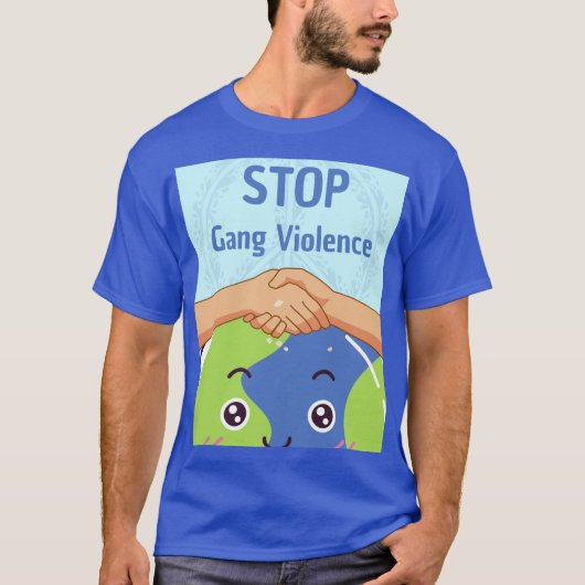 Stop Bende Geweld Handdruk voor Vrede T-shirt (Voorkant)