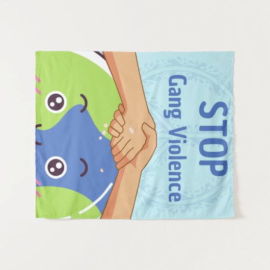 Stop Bende Geweld Handdruk voor Vrede Wandkleed (Voorkant (horizontaal))