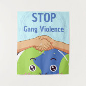 Stop Bende Geweld Handdruk voor Vrede Wandkleed (Voorkant)