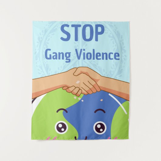 Stop Bende Geweld Handdruk voor Vrede Wandkleed (Voorkant)