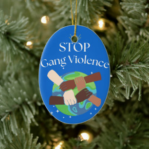 Stop Bende Geweld Handen Verstrengeld Keramisch Ornament