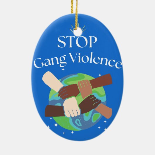 Stop Bende Geweld Handen Verstrengeld Keramisch Ornament (Achterkant)