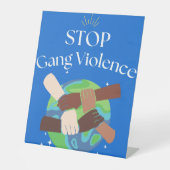Stop Bende Geweld Handen Verstrengeld Reclamebord Met Voetstuk (Voorkant)