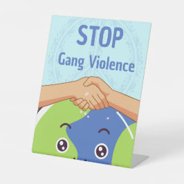 Stop Bendegeweld Handdruk voor Vrede Reclamebord Met Voetstuk